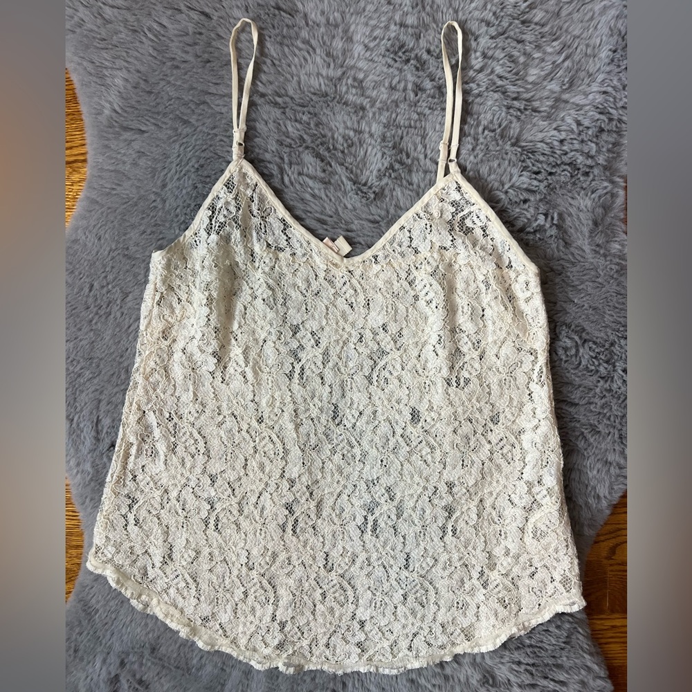 Aritzia Wilfred Cream Lace Tank Top